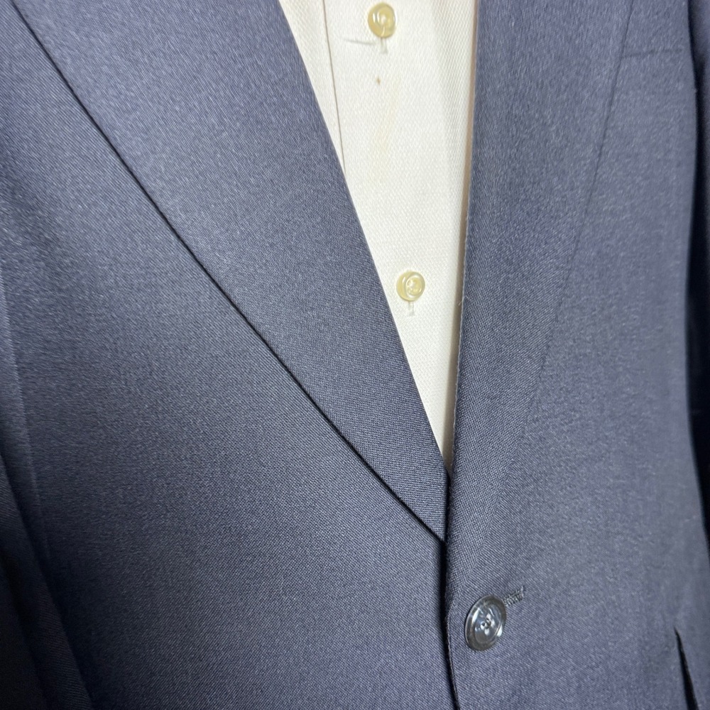 Hart Schaffner & Marx Suit Mens 42S 34W Navy Blue Solid Two Button Notch Lapel - Picture 2 of 6